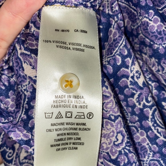 Anthro Akemi + Kin Purple Floral Paisley Print Buttondown Blouse Top - Picture 8 of 14